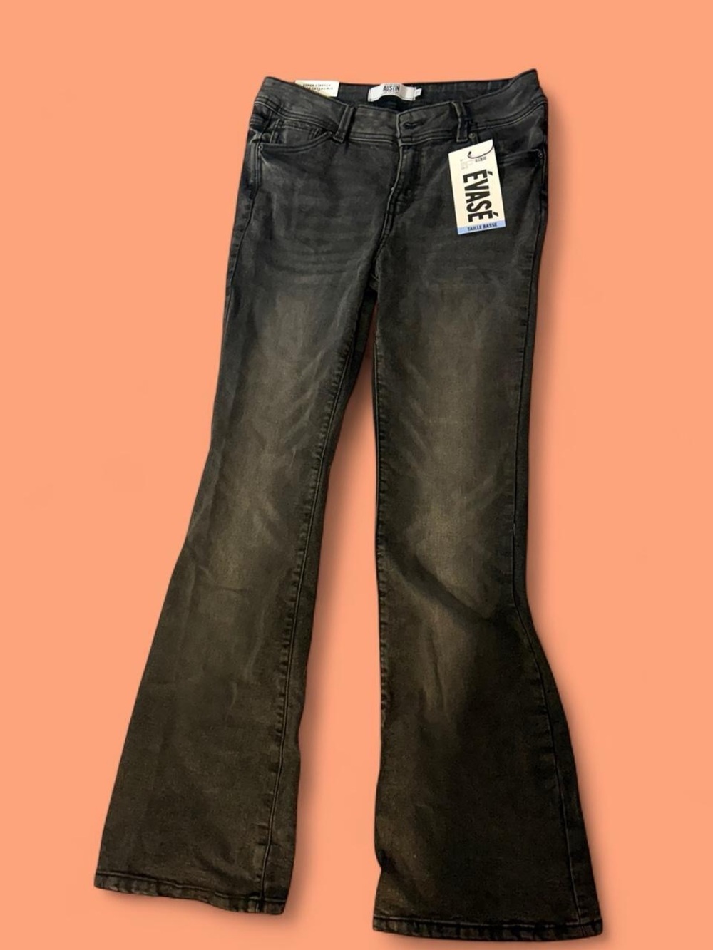 refuge Black Faded Low Rise Flare Jeans